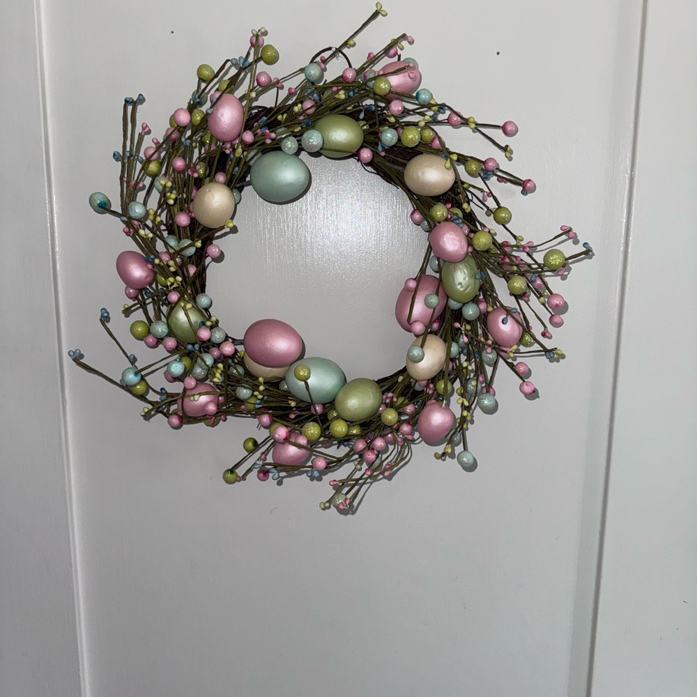 Easter - Pastel Egg Spring Wreath - Home Holiday Decor 12 in - Picture 3 of 9